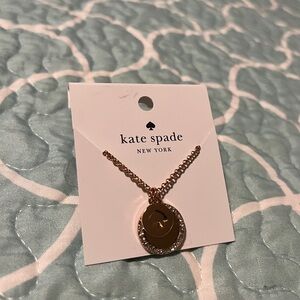 Kate Spade Spot the Spade Rose Gold Two Charm Necklace with Crystals